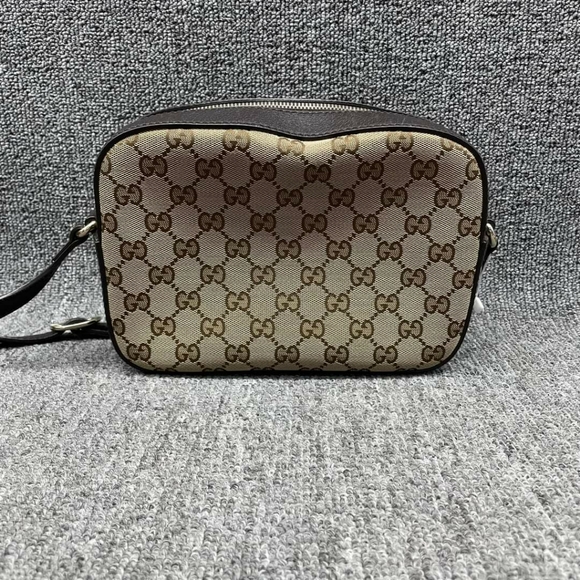 100% Authentic GUCCI Webby Bee Brown&Red&Green Cloth Shoulder Bag - Picture 2 of 15